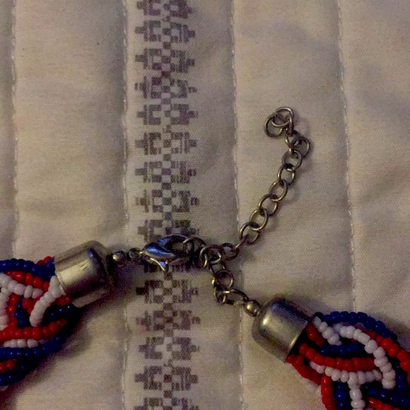 Red white and blue beaded necklace - Picture 3 of 3